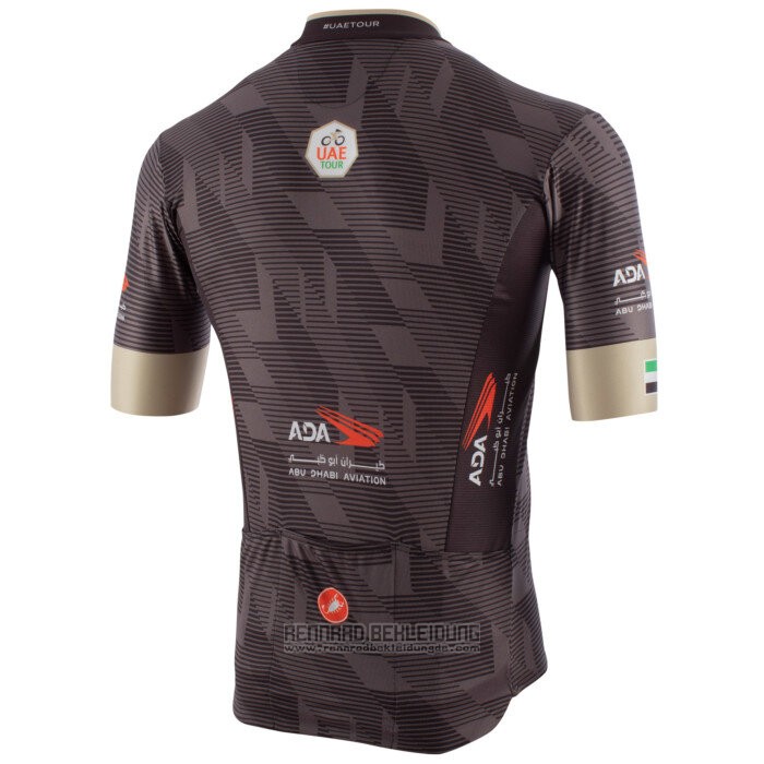 2020 Fahrradbekleidung UAE Tour Braun Trikot Kurzarm und Tragerhose - zum Schließen ins Bild klicken